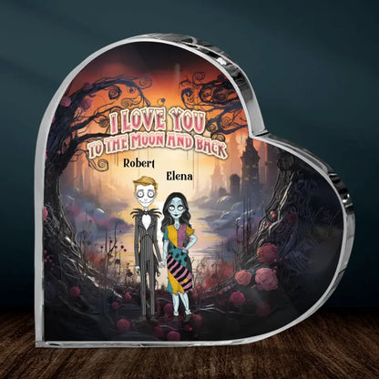 Personalized Horror Crystal Heart - Gift Idea For Couple/Halloween - I Love You To The Moon & Back