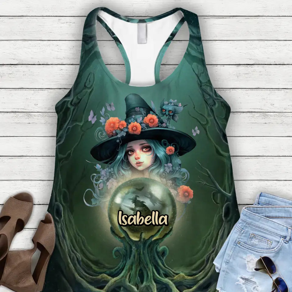 Personalized Witch Photo AOP Tank Top - Halloween Gift Idea for Witch Lovers - I'm A Sage Burning