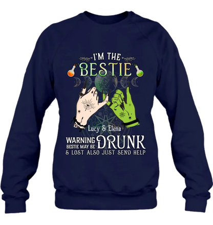 Custom Personalized Witch Besties Shirt/Hoodie Back - Gift Idea For Halloween/Witch Lovers/Besties - I'm The Bestie