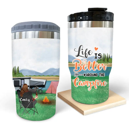Personalized Camping 3 in 1 Can Cooler - Gift Idea for Camping Lovers - Life is Better Around The Campfire