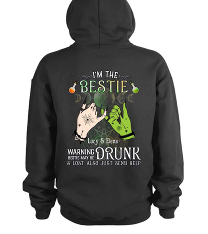 Personalized Witch Besties Pullover Hoodie Back - Gift Idea For Halloween/Witch Lovers/Besties - I'm The Bestie