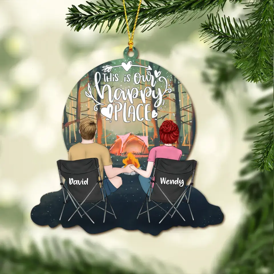 Personalized Camping Couple Ornament - Christmas Gift Idea For Couple/Camping Lovers - This Is Our Happy Place