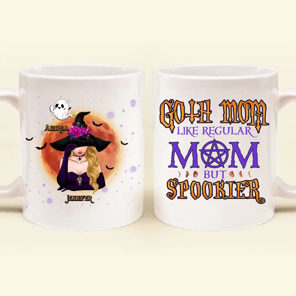 Personalized Goth Mom Coffee Mug - Up to 5 Children - Halloween Gift Idea for Mom - Goth Mom Like Regular Mom But Spookier