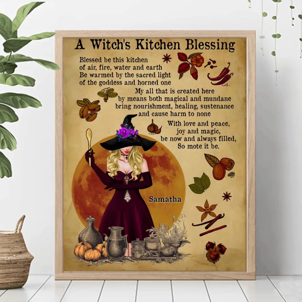 Personalized Witch Poster - Gift Idea For Halloween/Witch/Wicca - A Witch's Kitchen Blessing