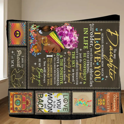 Personalized Hippie Girl Quilt/Fleece Throw Blanket - Gift Idea For Birthday/Daughter - To My Daughter Always Remember How Much I Love You