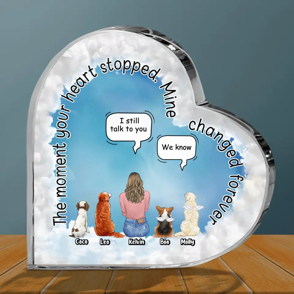 Personalized Pet Mom/Dad Crystal Heart - Up to 4 Pets - Gift Idea For Pets Lover - The Moment Your Heart Stopped Mine Changed Forever