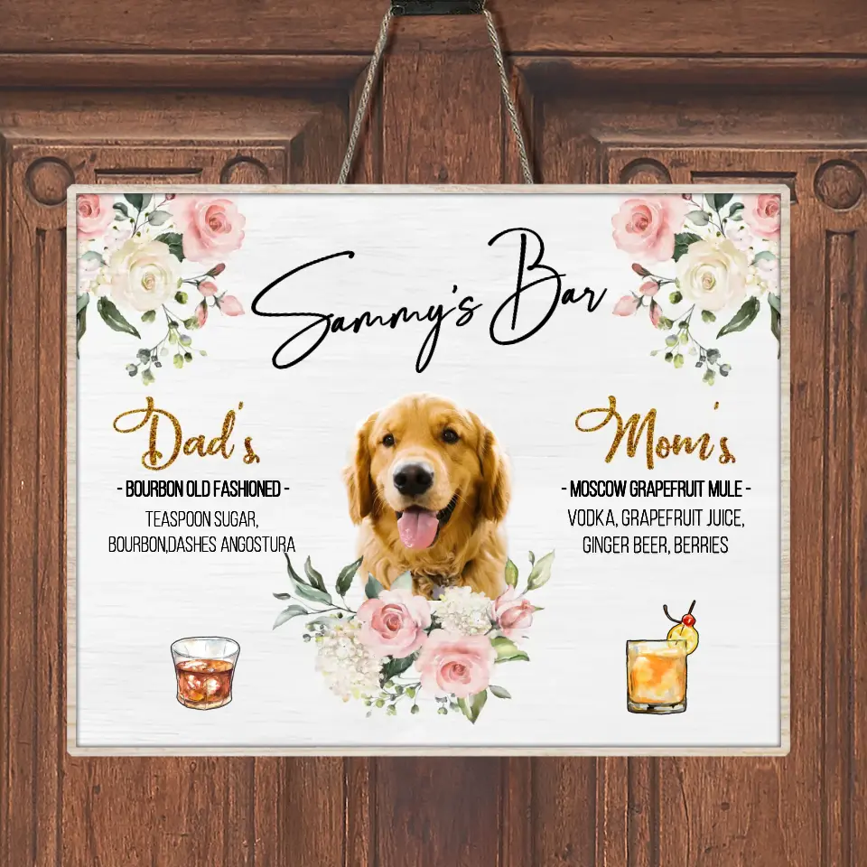 Personalized Wedding Wooden Sign - Upload Photo - Wedding/Anniversary Gift for Couple/Dog Lovers