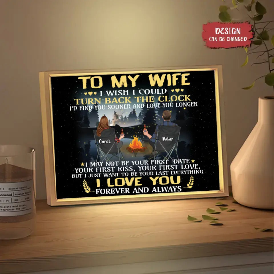 Personalized Camping Couple Lighting Frame Canvas - Anniversary Gift Idea for Couple/Husband/Wife - To My Wife/Husband