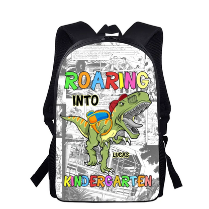 Custom Personalized Back To School Dino Bag Set - Gift Idea For Kids/ Dino Lovers - Roaring Into 2nd Grade