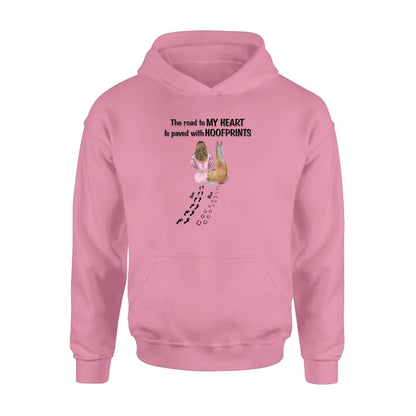 Personalized Horse Mom Shirt/Hoodie - Gift Idea For Horse Lover - Up to 3 Horses - The Road To My Heart Is Paved With Hoofprints