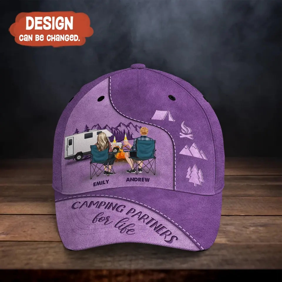 Personalized Camping Couple Cap - Gift Idea for Camping Lover - Camping Partners For Life