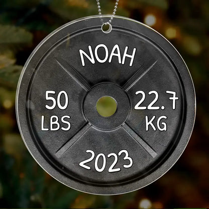 Personalized Weight Acrylic Ornament - Christmas Gift Idea for Fitness/Lifting Weight Lovers