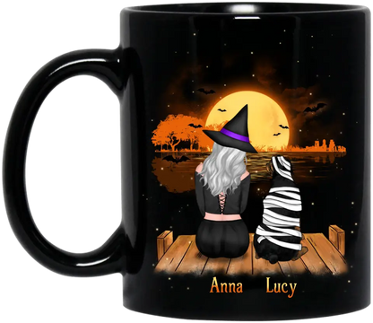 Personalized Dog Mom Coffee Mug - Up to 4 Dogs - Halloween Gift Idea for Dog Lovers - Happy Halloween