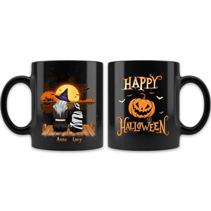 Personalized Dog Mom Coffee Mug - Up to 4 Dogs - Halloween Gift Idea for Dog Lovers - Happy Halloween