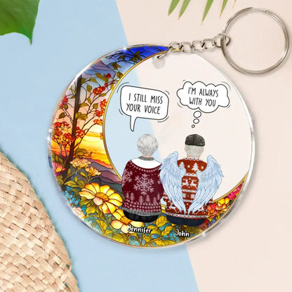 Personalized Memorial Couple Suncatcher Acrylic Keychain - Memorial Gift Idea For Husband/Wife - I Still Talk About You