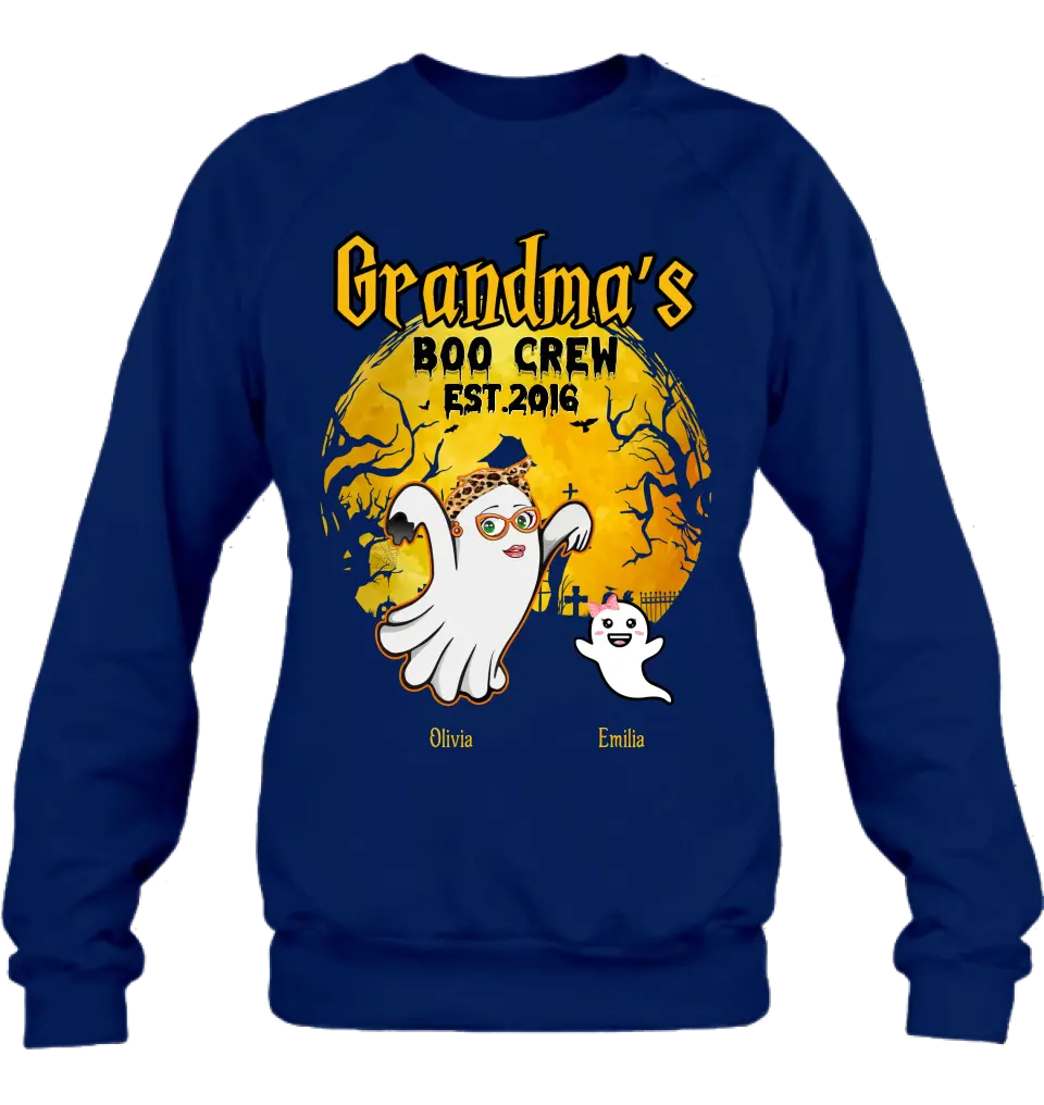Personalized Grandma Shirt/Hoodie - Halloween Gift For Grandma - Up to 7 Kids - Grandma's Boo Crew