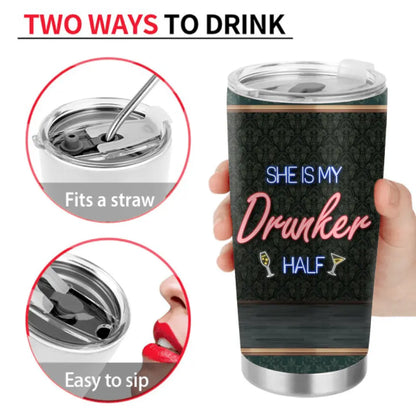 Personalized Besties Tumbler - Gift Idea For Friends/Besties - Up to 4 Besties - She Is My Drunker Half