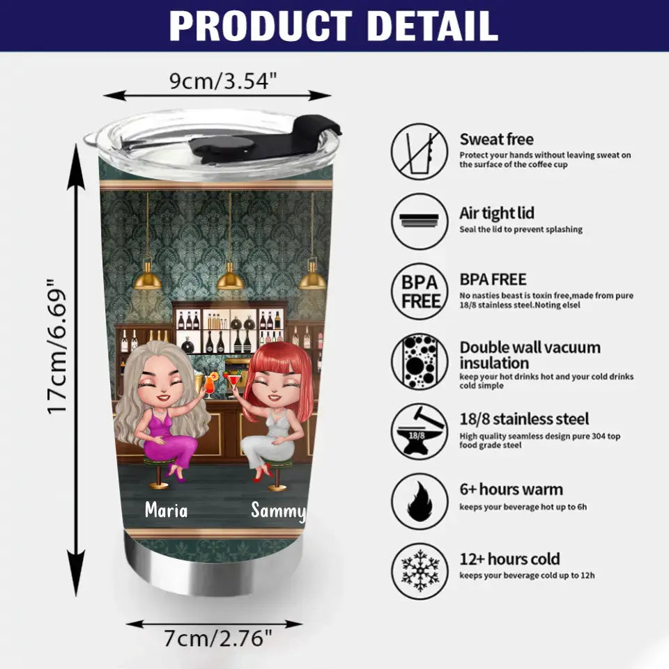 Personalized Besties Tumbler - Gift Idea For Friends/Besties - Up to 4 Besties - She Is My Drunker Half