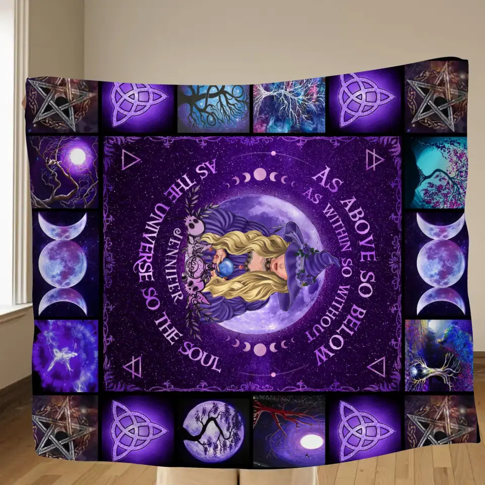 Personalized Witch Fleece Throw Blanket/Quilt - Halloween Gift Idea For Witch Lovers - As Above So Below As Within So Without