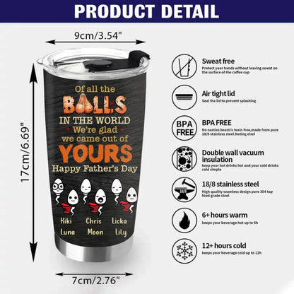 Personalized Best Father Tumbler - Best Gift Idea For Father's Day - Up to 6 Sperms - Best Sperm Donor Ever
