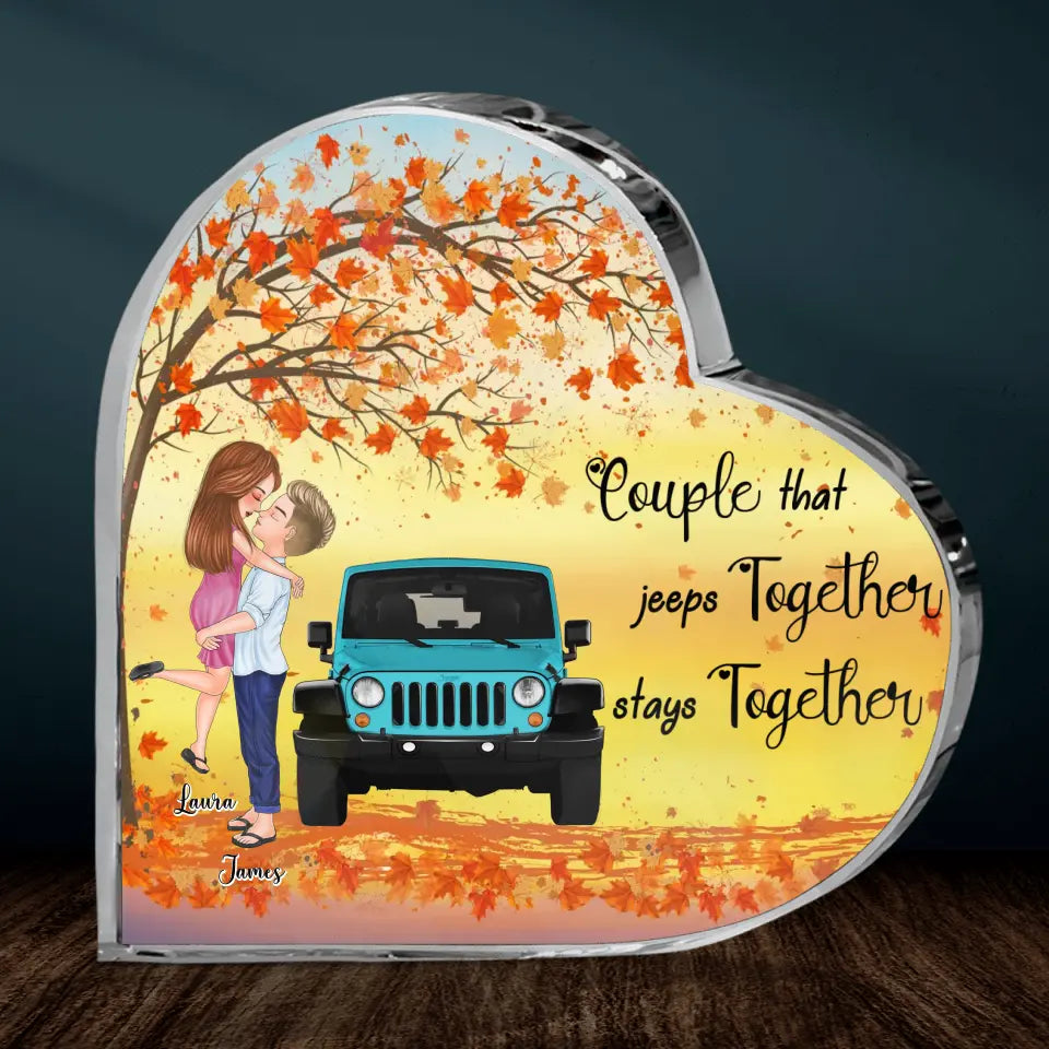 Personalized Couple Acrylic Plaque - Gift Idea For Couple/Off-road Lovers - Couple That Jeeps Together Stays Together