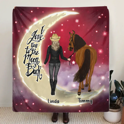 Personalized Horse Girl Pillow Cover/Quilt/Fleece Throw Blanket - Christmas  Gift Idea for Horse Lovers - I Love You To The Moon & Back