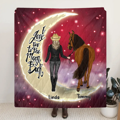 Personalized Horse Girl Pillow Cover/Quilt/Fleece Throw Blanket - Christmas  Gift Idea for Horse Lovers - I Love You To The Moon & Back