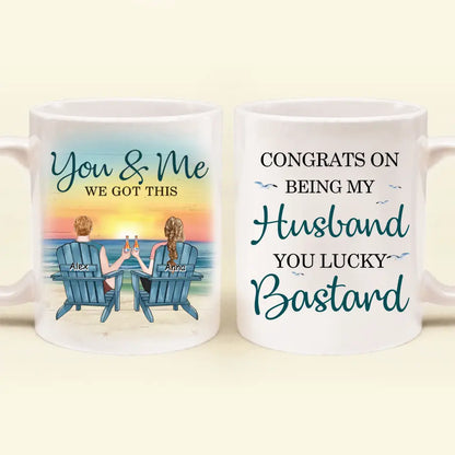 Personalized Couple Coffee Mug - Gift Idea for Couple/Him/Her - Anniversary Gift - Congrats On Being My Husband You Lucky Bastard