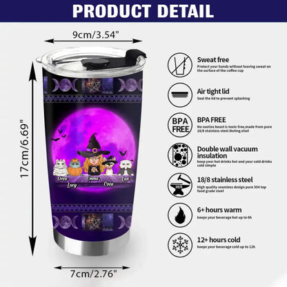 Personalized Halloween Witch Tumbler - Gift Idea For Halloween/Witch Lovers/Pet Lovers - Up to 4 Pets - I'm Not A Bad Witch I'm A Real Witch
