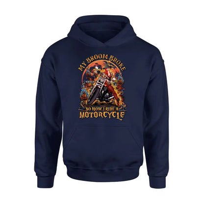Personalized Witch Biker Shirt/Hoodie -  Halloween Gift Idea for Bikers - My Broom Broke So Now I Ride A Motorcycle