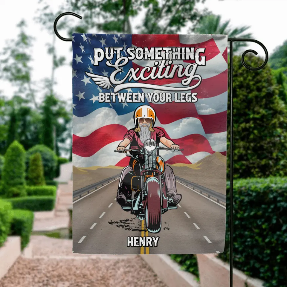 Personalized Biker Flag - Gift Idea For Biker/Independence Day - Put Something Exciting Between Your Legs