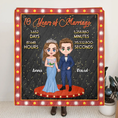 Personalized Wedding Fleece Throw Blanket/Quilt - Anniversary/Wedding Gift Idea for Couple - Years Of Marriage