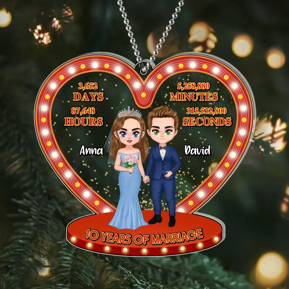 Personalized Wedding Acrylic Ornament - Anniversary/Wedding/Christmas Gift Idea for Couple - Years Of Marriage
