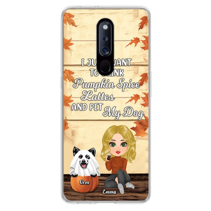 Personalized Girl Dog/Cat Phone Case - Up to 5 Pets - Autumn Gift For Dog/Cat Lover - I Just Want To Drink Pumpkin Spice Lattes And Pet My Dogs - Case For Xiaomi/Oppo/Huawei