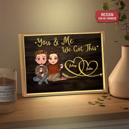 Personalized Couple Lighting Frame Canvas - Gift Idea For Couple/Anniversary/Pet Lovers - Up to 4 Pets - You & Me We Got This