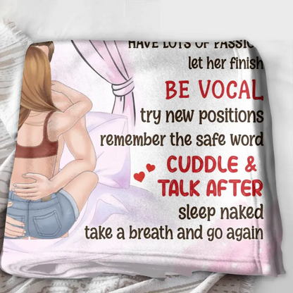 Personalized Couple Fleece Throw Blanket & Quilt - Gift Idea For Couple - Be Vocal Try New Positions Remember