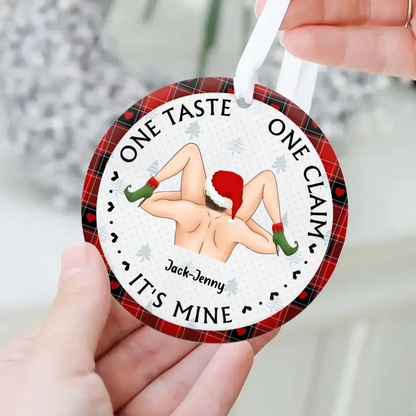 Personalized Couple Wooden Ornament - Christmas Gift Idea For Couple - One Taste One Claim It's Mine