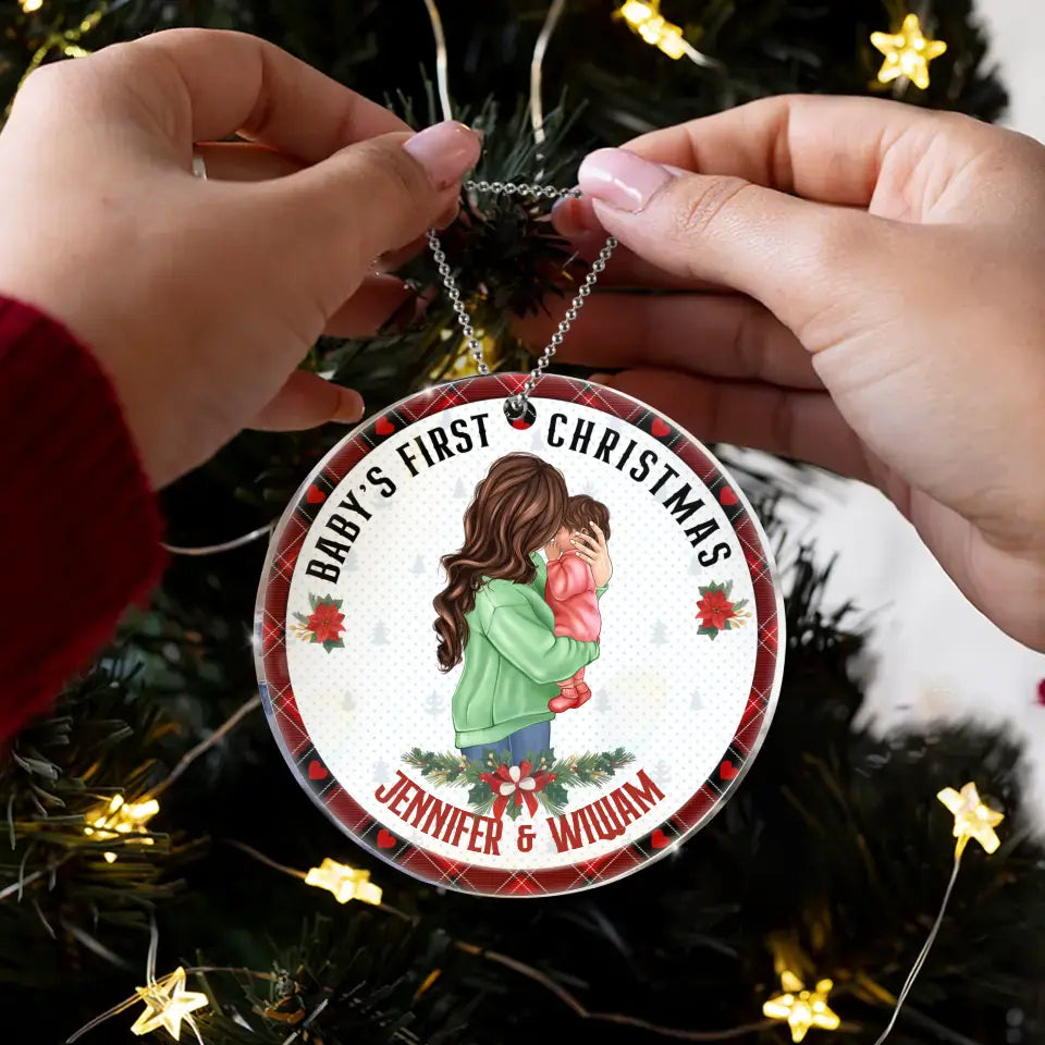 Personalized Baby's First Christmas Acrylic/Wooden Ornament - Christmas Gift Idea For Baby/Kid/Mom