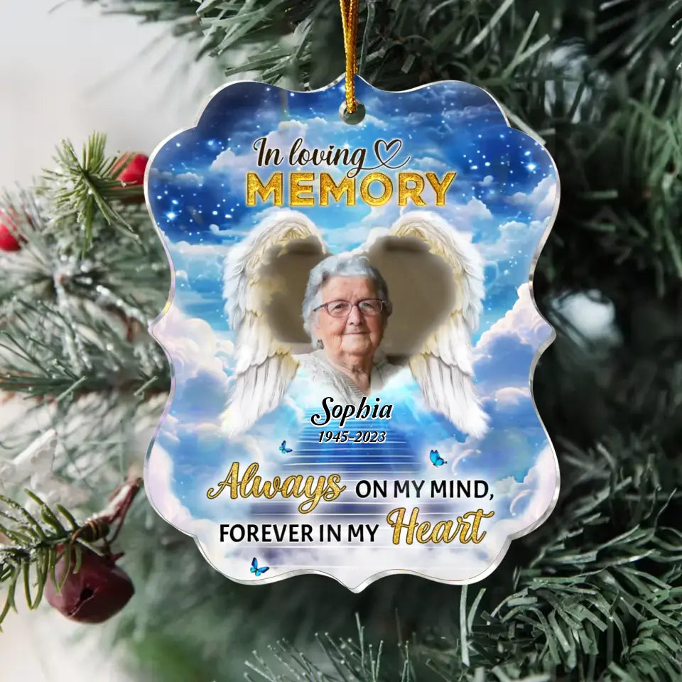 Personalized Memorial Acrylic Ornament - Upload Photo - Memorial Gift Idea For Christmas - Always On My Mind, Forever In My Heart