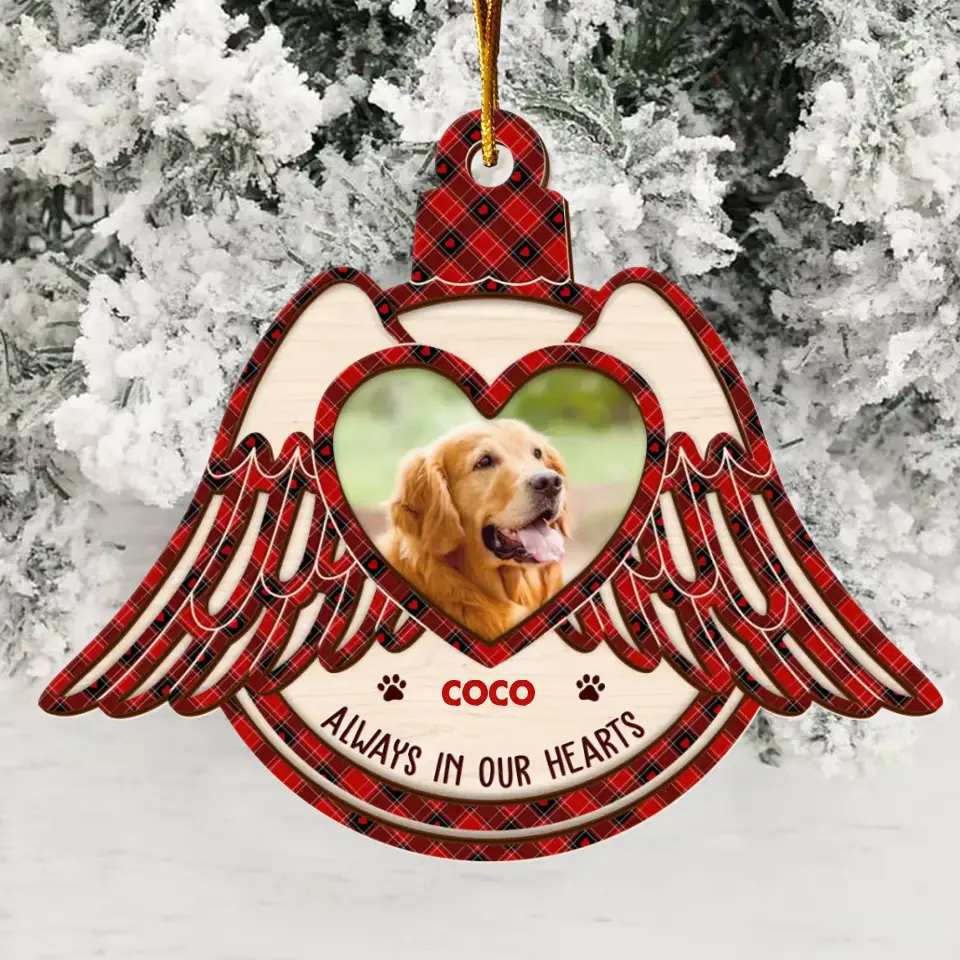 Personalized Memorial Wooden Ornament - Memorial Gift Idea For Christmas - Upload Photo - Always In Our Hearts