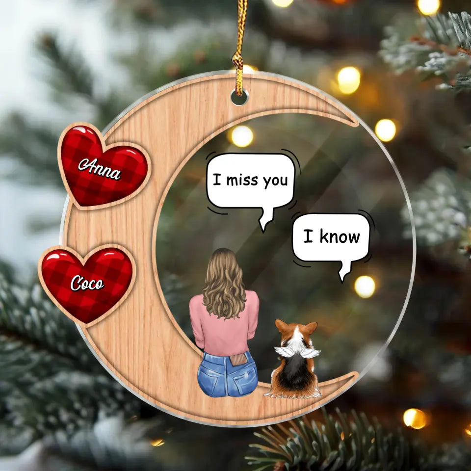 Personalized Memorial Pet Circle Acrylic Ornament - Memorial Gift Idea For Dog/Cat/Rabbits Owners - Adult/Couple/Family With Up to 4 Pets