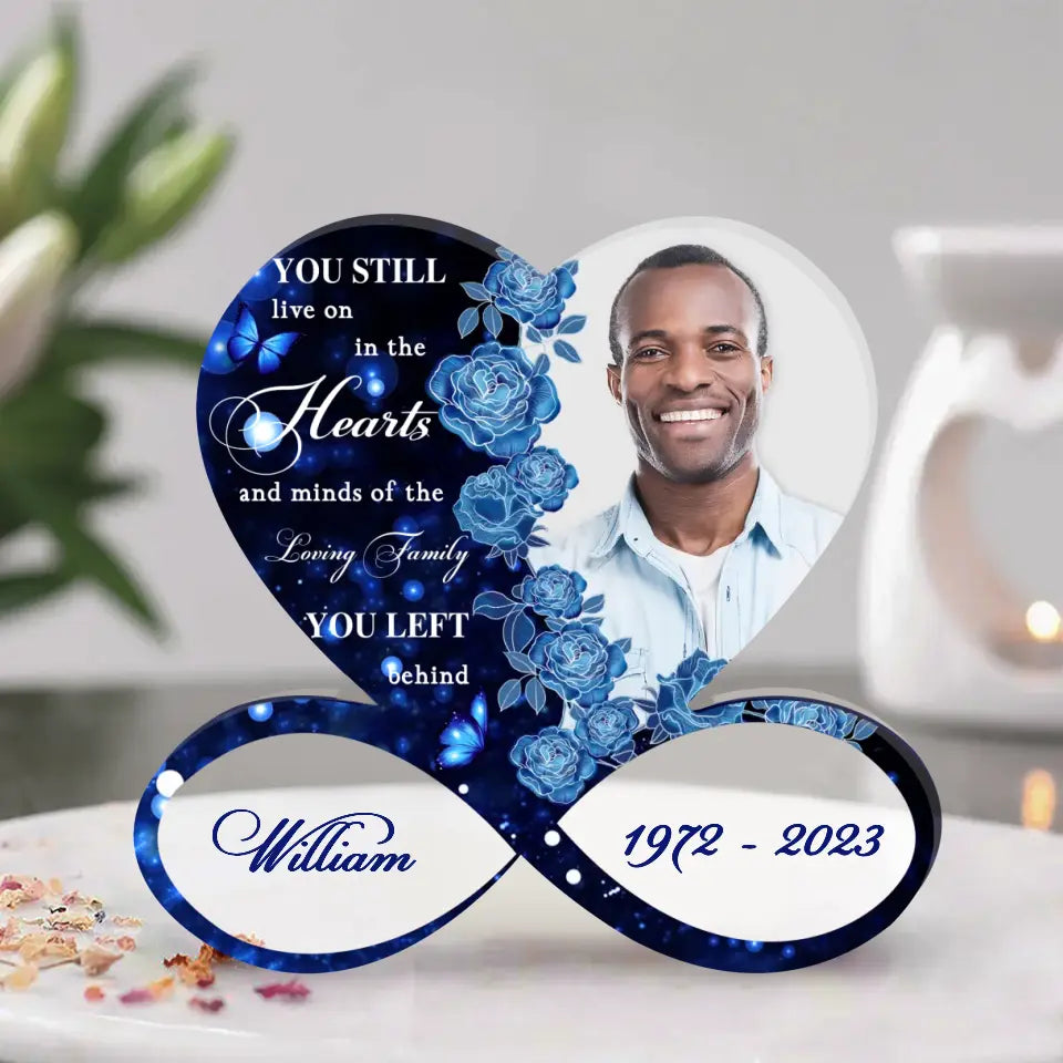 Personalized Memorial Photo Acrylic Plaque - Memorial Gift Idea for Family - You Still Live On In The Hearts And Minds Of The Loving Family