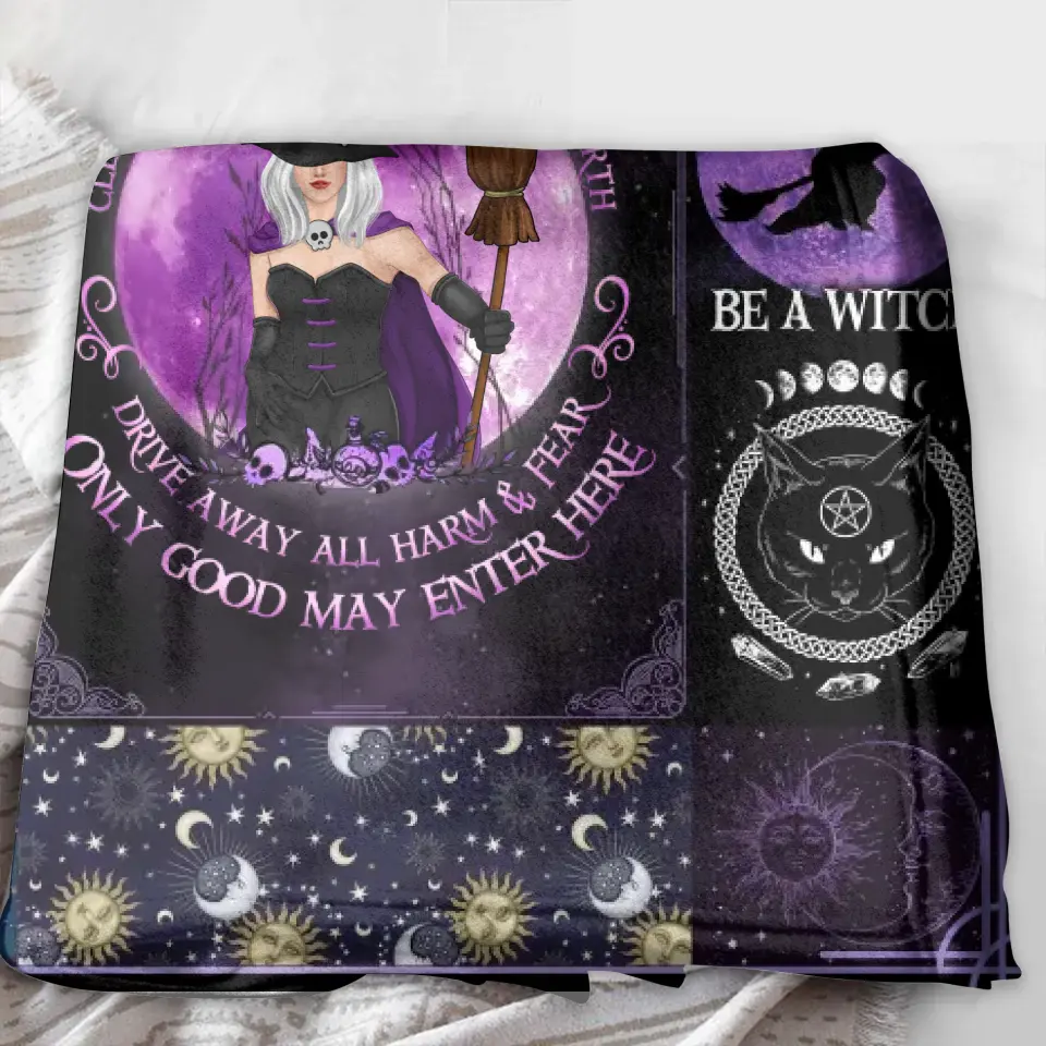 Personalized Witch Fleece Throw Blanket & Quilt - Halloween Gift Idea For Witch Lovers - Smoke Of Air And Fire And Earth