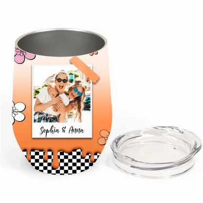 Personalized Bestie Wine Tumbler - Gift Idea For Best Friend - Upload Photo - Thank You For Being The Piss In My Pants