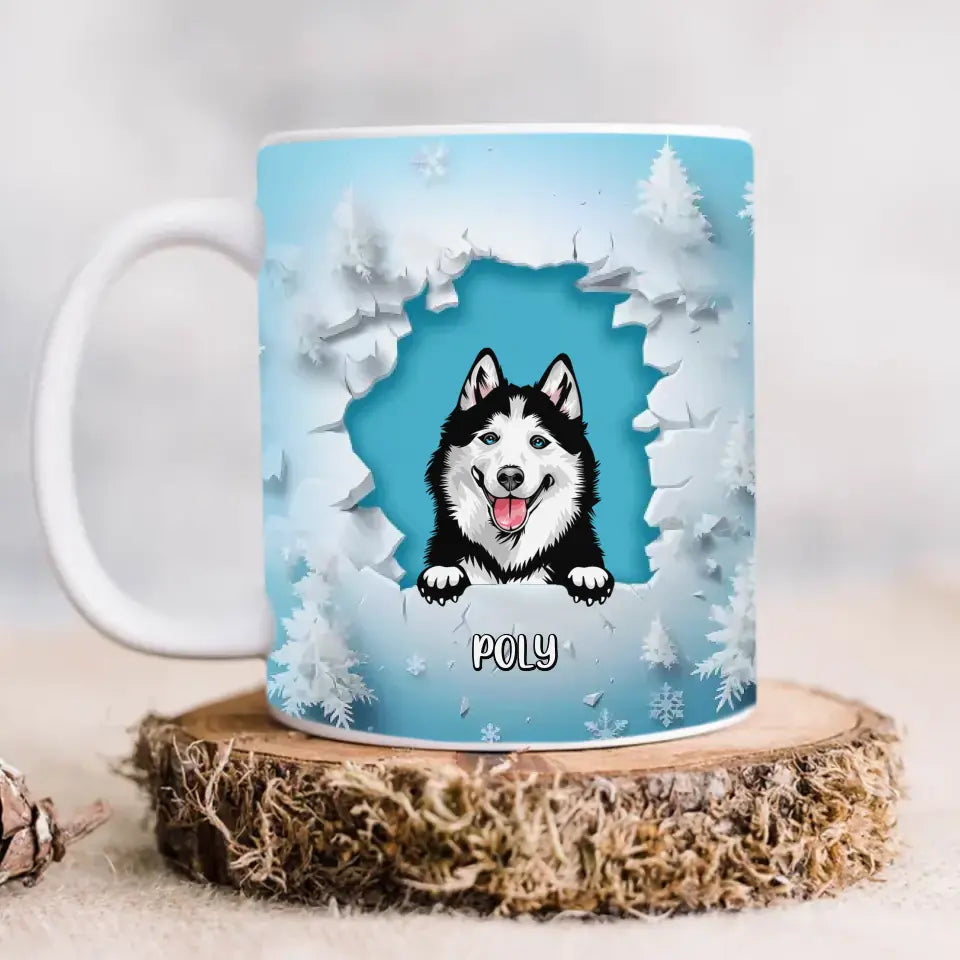 Personalized Peeking Dog Coffee Mug - Up to 3 Dogs - Christmas Gift Idea For Dog Lover