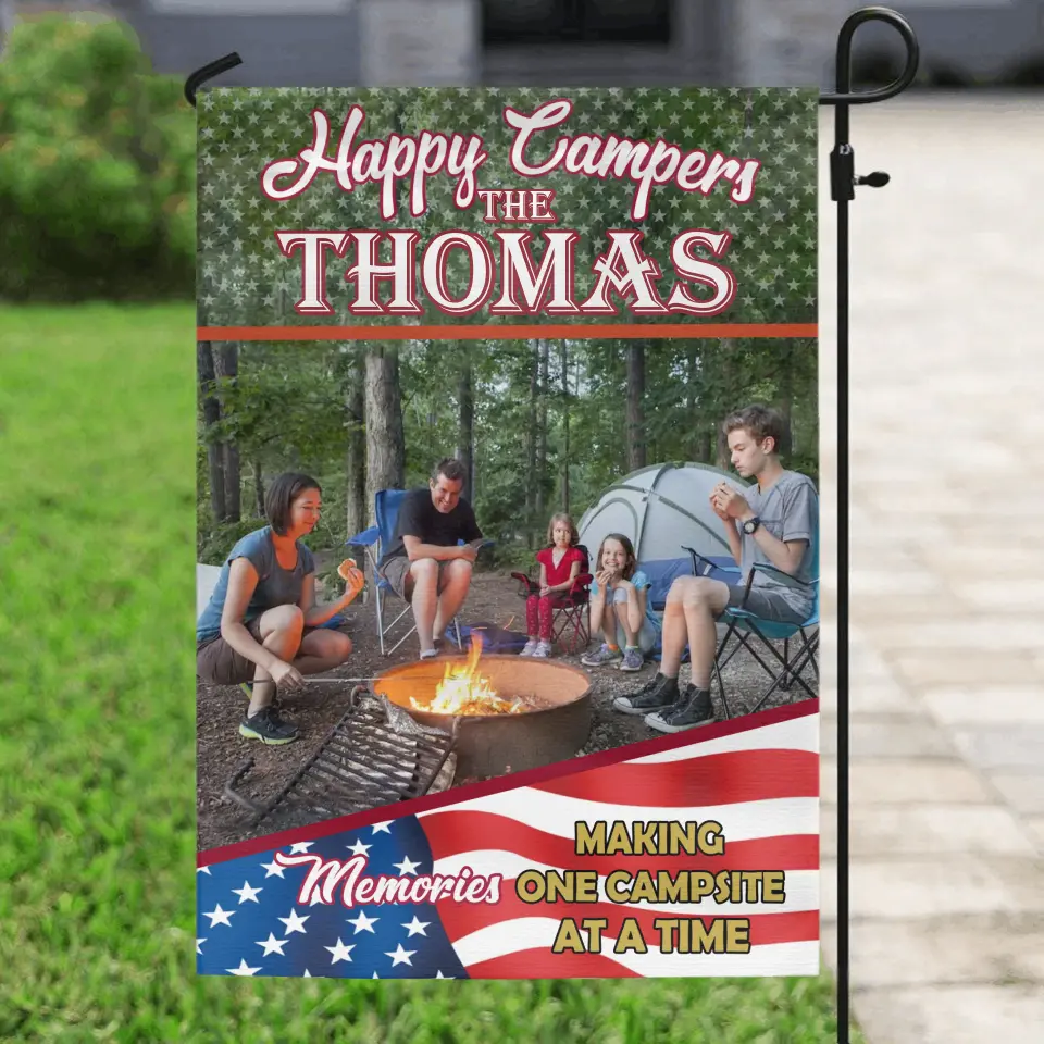 Personalized Camping Flag - Upload Photo - Gift Idea For Camping Lovers - Happy Campers