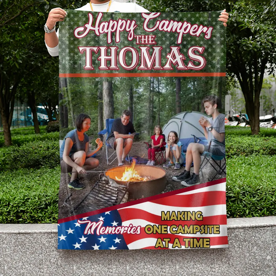 Personalized Camping Flag - Upload Photo - Gift Idea For Camping Lovers - Happy Campers