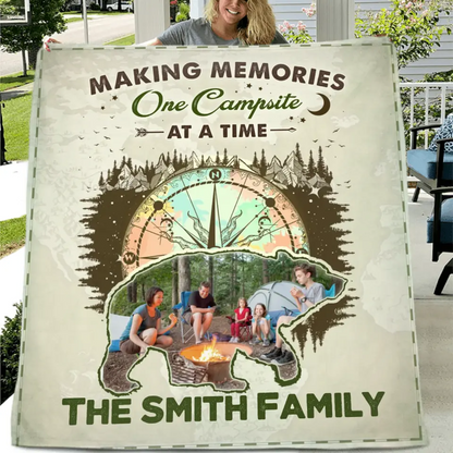 Personalized Camping Upload Photo Fleece Throw Blanket & Quilt - Gift Idea For Camping Lovers - Making Memories One Campsite At A Time