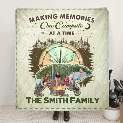 Personalized Camping Upload Photo Fleece Throw Blanket & Quilt - Gift Idea For Camping Lovers - Making Memories One Campsite At A Time