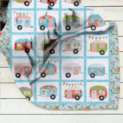 Cute Camper Pattern Fleece Throw Blanket/Quilt - Gift Idea For Camping Lovers